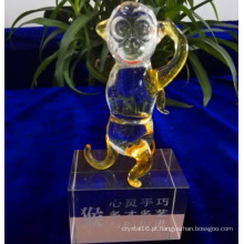 Adorável Macaco Modelo de Cristal de Vidro para Decoração